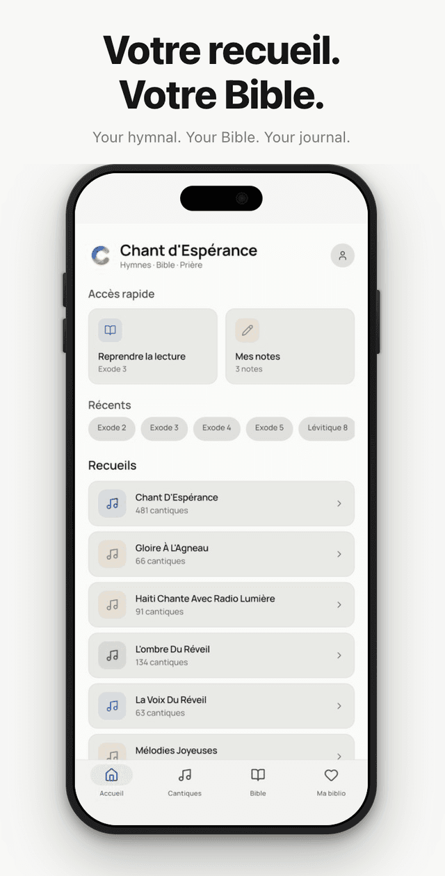 App home screen showing hymn collections